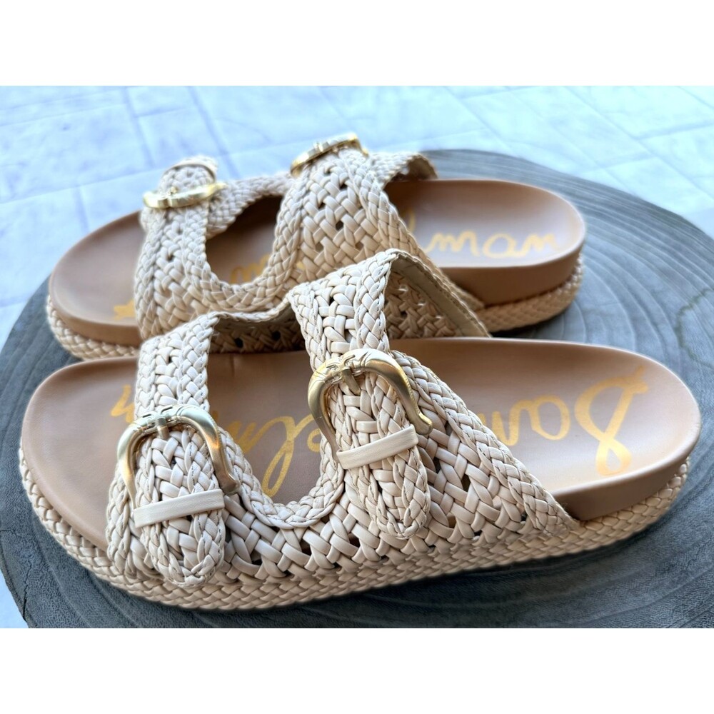 Sam Edelman Reid Slide Sandals Womens US 8.5M Multi Comfort Woven Double Buckle